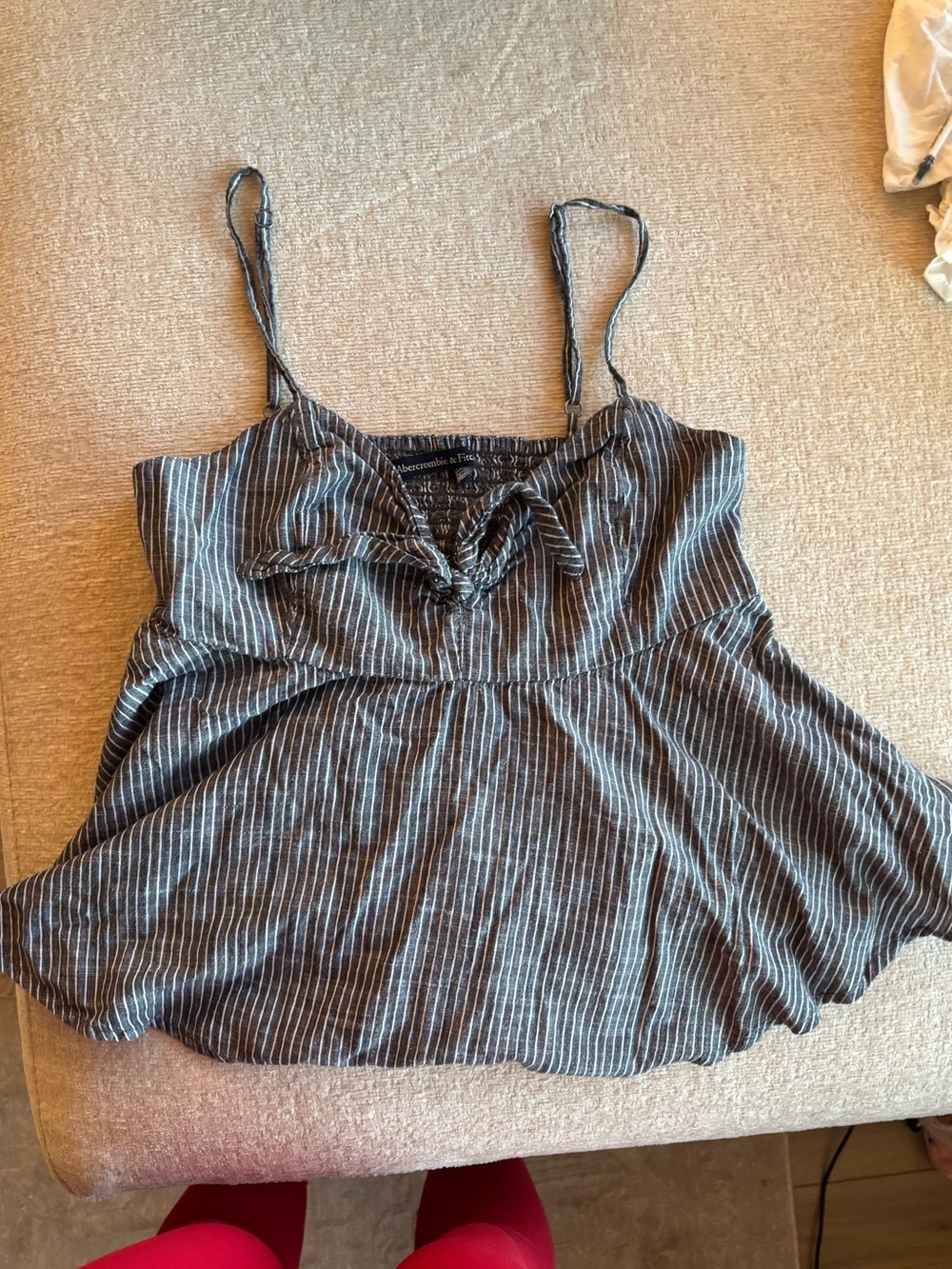 Abercrombie Striped Navy Spaghetti Strap Peplum Top